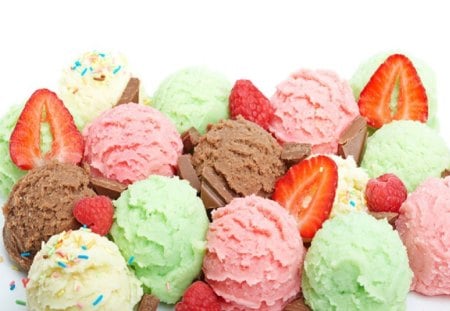 Sweet Ice Cream - ice cream, sweet, chocolate, fruits