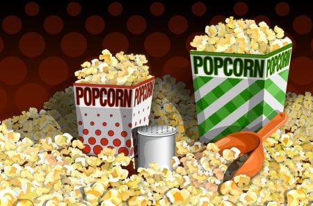 Popcorn - food, 3d, popcorn, art