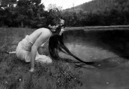 Naiad - white, black, naiad, photography