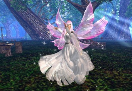 Magic Fairy - pretty, fantasy, white, magic, purple, blue, fairy, pink