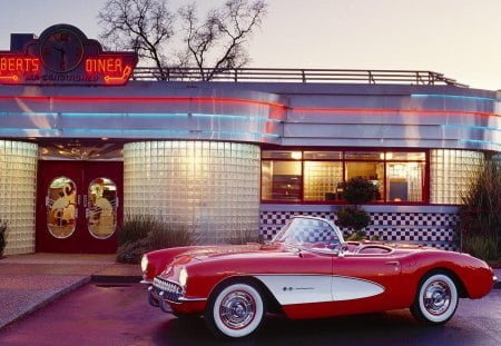 1957 Chevrolet Corvette covertible - convertible, chevrolet, road, corvette