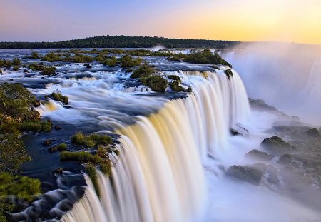 magnificent mighty waterfall - spray, mighty, waterfall, rocks