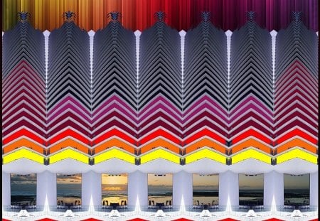 Symetric hotel - form, colors, degraded, lines