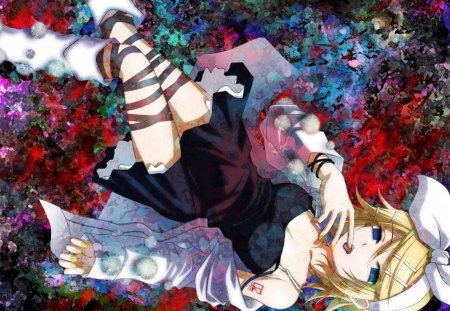 ~Rin Kagamine~ - Rin Kagamine, vocaloid, anime, black dress, colors, bow, blue eyes