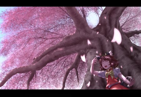 Blossom Tree - hot, female, anime girl, cherry blossom, petals, anime, sakura blossom, tree, cute, sexy, girl, kawaii, floral, sakura, pink, blossom, flower