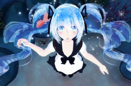 ~Astonishment~ - rocks, water, vocaloid, anime, ocean, seaweed, fish, sea, hatsune miku