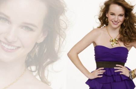 kay-panabaker - smile, purple, dress, girl, earings