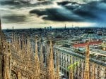 gorgeous cityscape from the roof of a cathedral hdr