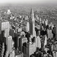 vintage view of nyc in grayscale