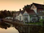 riverside restaurant at sundown