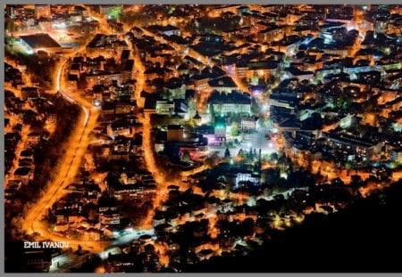 Vratza - town, lights, photography, nice, city, night, photo, Bulgaria