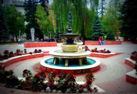 Fountain - town, flowers, photo, photography, bulgaria, fountain