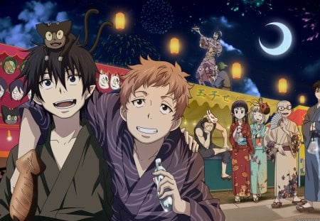 Blue Exorcist - Rin Okumura, Festival, Yukio Okumura, Renzo Shima, Ao No Exorcist