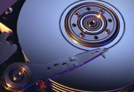 a up Close Hard Drive - hard, computer, drive, inside