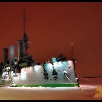 vintage russian war ship in winter