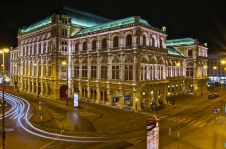 the albertina museum in vienna - lights, building, museum, streets