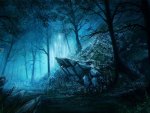 Blue dark forest