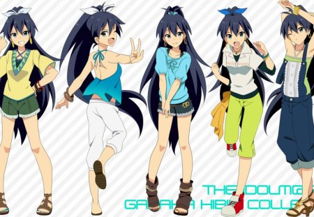 ~Hibiki Ganaha Collection~ - pretty, outfits, anime, ponytail, long hair, idolmaster, Hibiki Ganaha, stylish, blue eyes