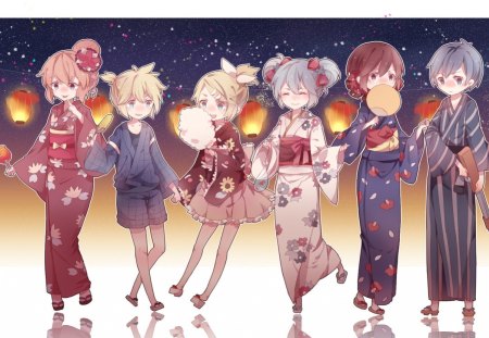 ~Vocaloid Festival~ - group, Vocaloid, rin and len kagamine, anime, people, festival, hatsune miku, party