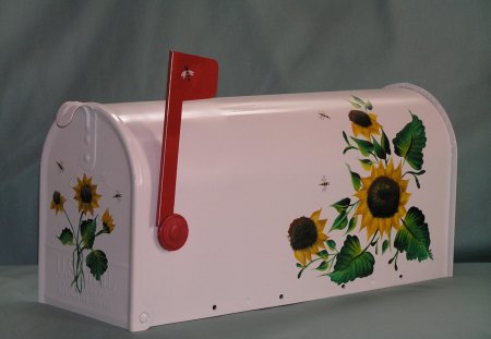 A flower mailbox - flower, flag, mailbox, pretty