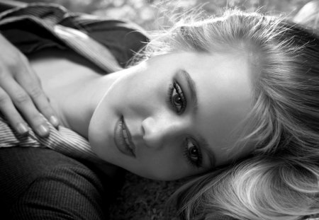 portrait - beauty, soft, photography, wp, bw, black, white, portrait, blonde