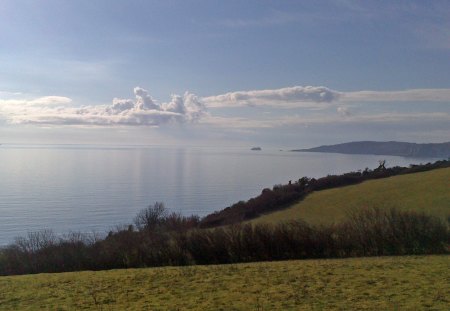 Hopes Nose from Maidencombe - clouds, oceans, fields, devon, seas, sky