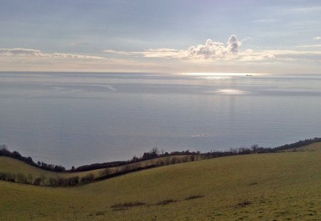 Lyme Bay from Maidencombe - oceans, water, views, nature, fields, seas