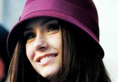 Nina Dobrev - woman, nina dobrev, beauty, actress, hat, movie, girl, tv series, young, pink, vampire diaries