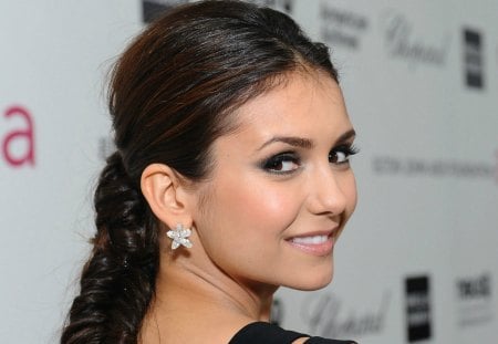 Nina Dobrev - tv series, girl, beauty, actress, vampire diaries, black, nina dobrev, woman, movie