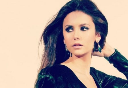 Nina Dobrev - tv series, dress, girl, beauty, actress, vampire diaries, nina dobrev, green, woman, movie