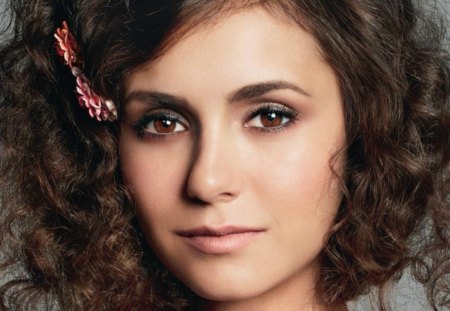 Nina Dobrev - tv series, girl, beauty, pink, hair, actress, vampire diaries, nina dobrev, woman, movie, bow