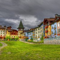 colorful facades on a hotel resort