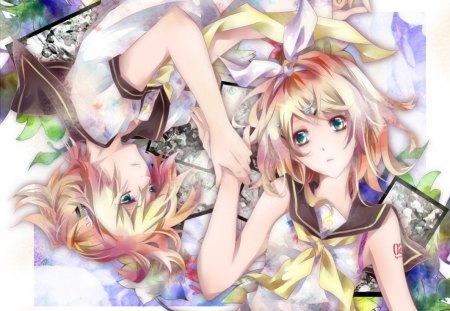 ~Siblings~ - vocaloid, rin and len kagamine, anime, siblings, blonde