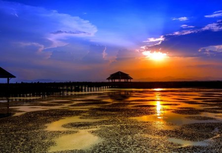 BEACH SUNSET - horizon, beach, sunset, sea