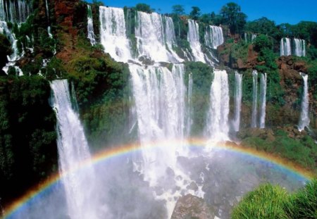 Rainbow in waterfalls - rainbows, waterfalls