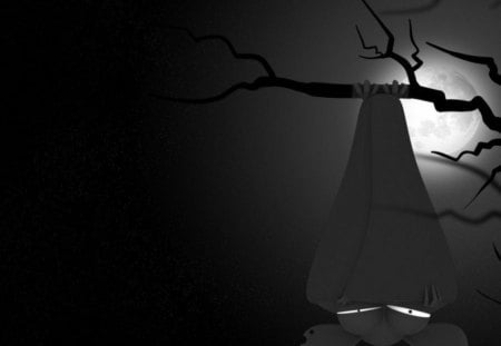 3D Character - moon, branch, bat, limb, eyes, night, hangind, tree, dark, 3d