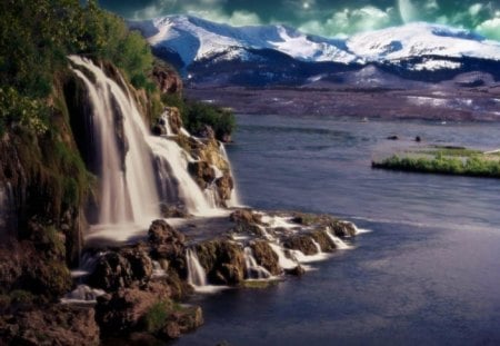 WATERFALLS at dawn - rock, clouds, waterfalls