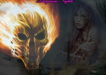 darknights  - skull, wallpaper, girl, dark