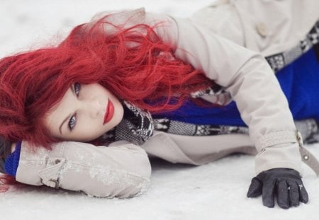 Redhead - girl, Redhead, winter, model