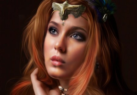 Woman  fantasy - the woman, fantasy, tiara, hair