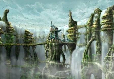 ~The Waterfall Kingdom~ - waterfall, kingdom, fantasy, abstract