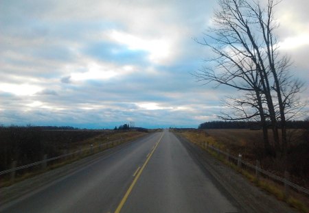 ~~; fair weather blues ;~~ - ontario, highway, fall, clouds