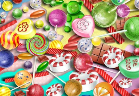 Sweets - sweets, red, purple, pink, lollipop, halloween, yellow, candy, blue, white, food, green