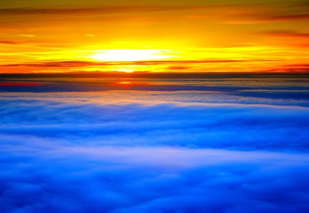 SUNSET HORIZON - clouds, horizon, sunset, sea, sky