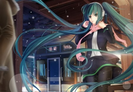 . . . - vocaloid, anime, city, music, miku hatsune