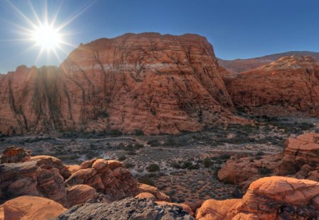 Snow canyon - arizona, sunrise, cliffs, landscapes, shrubbery