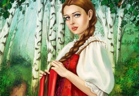 Russian Girl - fantasy, lady, red, girl, russian