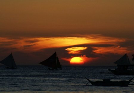 Sunset - sailboat, amazing, sunset, sea