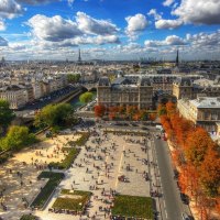 lovely city park by the river in paris hdr