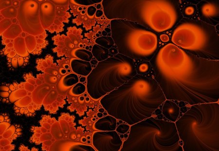 Vortex - fractal, abstract, orange, pattern, circles, black, vortex